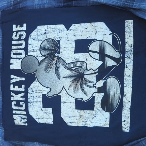 Mickey Mouse Flannel Shirt upcycled one of a kind unisex Large - Picture 2 of 4